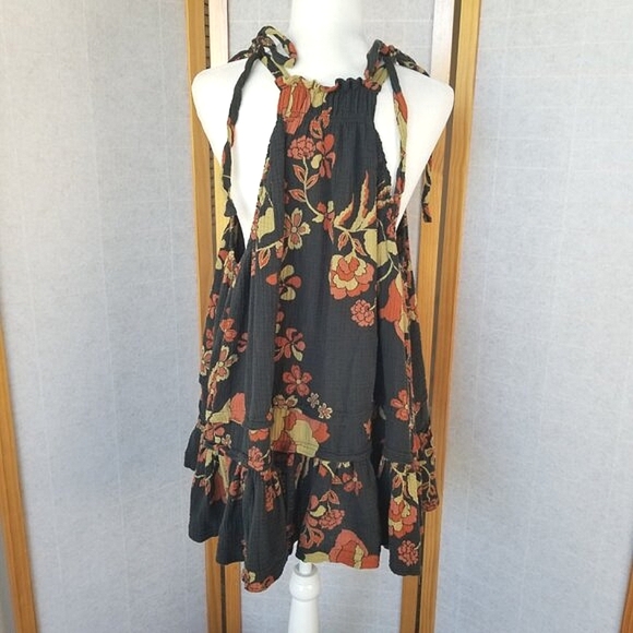 Free People Dress Fleur Twilight  Floral Print Loose Tunic Top Size XS Boho - Picture 7 of 14